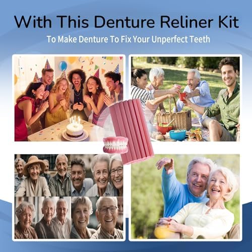 Kaimloyou Upper and Lower Denture Reline Kit,Provide A Comfortable, Soft, and Secure Fit with Cushioning, Helps Reduce Irritation and discomfort.