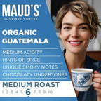 Maud's Organic Guatemalan Coffee Pods, 50 ct, Single Origin Guatemalan Medium Roast Coffee in Single Serve Pods – 100% Arabica Beans, Compatible with Keurig K Cups Maker