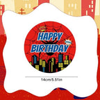 Spider Theme Cake Topper, 14cm/5.51in Spider Web Style Edible Round Cartoon Cupcake Decoration Edible Wafer Paper Ideal Happy Birthday Party Supplies for Boys Girls Kids and Adults