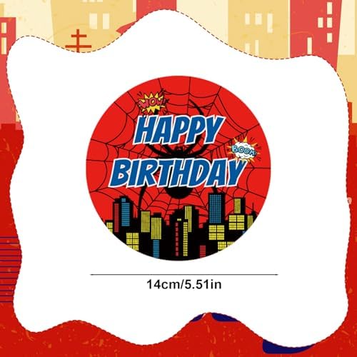 Spider Theme Cake Topper, 14cm/5.51in Spider Web Style Edible Round Cartoon Cupcake Decoration Edible Wafer Paper Ideal Happy Birthday Party Supplies for Boys Girls Kids and Adults