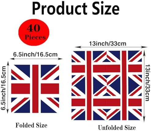 40pcs British Party Napkins UK Flag Napkins British Flag Party Napkins British Flag Party Supplies Union Jack Paper Napkins England Flag Paper Luncheon Napkins for Union Jack Party Decorations