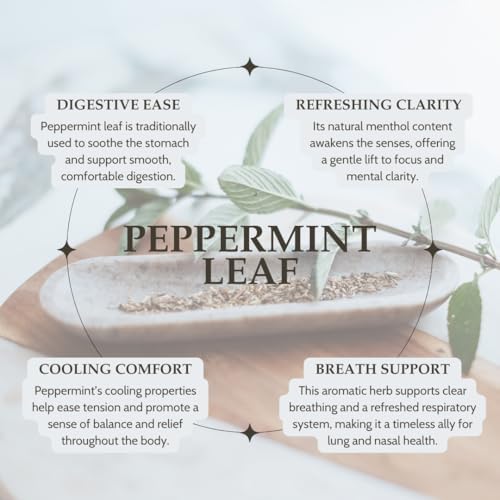 Elanen Naturals Organic Peppermint Leaves 4 oz. (113g), USDA Certified Organic Peppermint Tea Loose Leaf, Dried Mint, Dry Mint Tea Bulk, Cut & Sifted