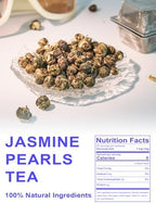 TeeLux Jasmine Pearls Green Tea, Handrolled Green Tea Loose Leaf with Delightful Aroma, Natural Jasmine Pearl Tea, 4 Ounce