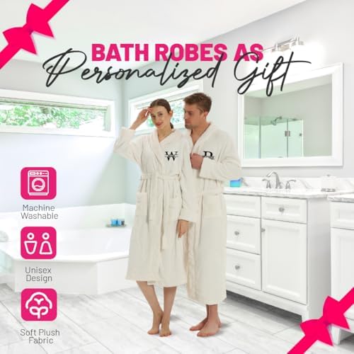 Personalized Plush Robe for Women and Men - His and Her Robes with Custom Name/Monogram - Super Soft Luxurious Spa Bathrobes