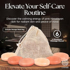 UMAID Himalayan Salt Massage Stones 6-Pack with Cotton Mesh Bag Hand-Carved Pink Crystal Spa Stones for Relaxation, Self-Care & Holiday Gifting