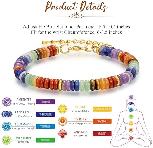 Yavannah Crystals and Healing Stones Beaded Bracelets Stress Relief Spiritual Gifts for Women