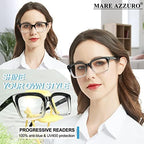 MARE AZZURO No Line Progressive Multifocus Reading Glasses Women Blue Light Blocking Readers 1.0 1.5 2.0 2.5 3.0 3.5