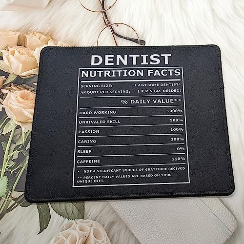 Dentist Nutritional Facts Mouse Pad - Gag Birthday Dentist Gifts for Men/Women - Appreciation Gifts for Dental Hygienist - Funny Mouse Mat 9.5 Inch