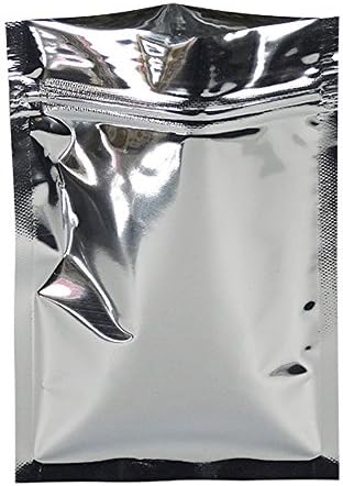 100 Pack Small Resealable Mylar Bags 3.54x5.1 inch Heat Seal Silver Aluminum Foil Bags Zipper Lock Mylar Food Storage Pouch for Coffee Tea Travel Sample Packaging Bags wth Tear Notch Reusable