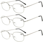 Eyekepper Metal Frame Spring Hinges Arms Reading Glasses 3 Pair Valupac Metal Readers Silver +2.50