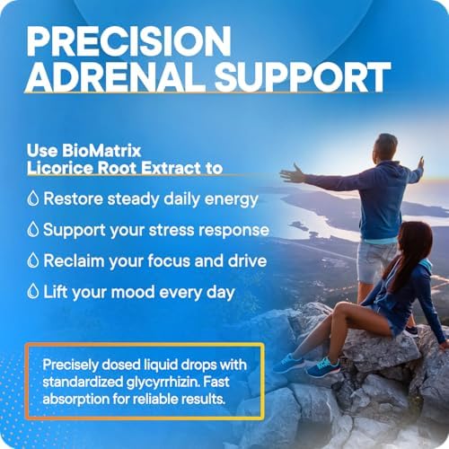 BioMatrix Licorice Root Extract Liquid Drops with Glycyrrhizin (0.87 per Drop), Cortisol Supplement, Licorice Root Tincture, Higher Potency Per Drop, 2-4 Month Supply 1,200 Drops 2 fl oz