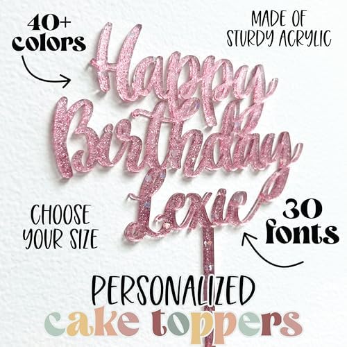Simple & Sentimental Custom Name Cake Topper | Personalized Acrylic Wedding Cake Topper - Gold, 1 Count