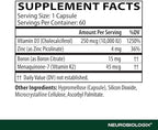 Neurobiologix Vitamin D3 + K2 Cofactor Complex, High Potency 10,000 IU Vitamin D3 K2 MK-7 Zinc & Boron, Bone Strength, Cardiovascular Sup, 60 Capsules