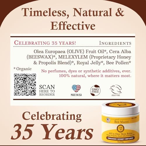 Sweet Bee Magic Organic Honey Bee Balm for Face, Skin & Body - All in One Honey Balm - Beeswax Body Moisturizer - All Natural Aid - 1 jar (2oz)