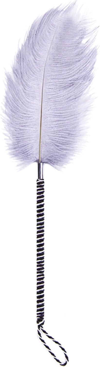BDSM Feather Teaser Whip & Paddle for Adults - SM Spaking Alternative Foreplay Flirting Sexy Tool Sex Toys for Couples & Lovers, Spanking Accessories with Soft Feather Tickler Grey