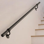 Stair Railing Indoor 4 Feet Hand Rails for Indoor/Outdoor Steps 1.6" Round Porch Railing Wall Mount Aluminum Hand Rails for Indoor Stairs Industrial Staircase Handrails