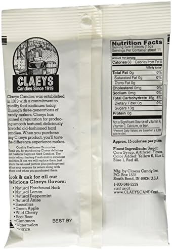Claeys Candies Licorice - Old Fashioned Hard Candy - Artificially and Naturally Flavored - Fat-Free - 6 Ounce - 6-Pack