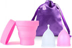 Menstrual Cup with Collapsible Storage Cup, Leak-Proof Design with Medical Grade Silicone Period Cups Reusable Comfortably use for 12 Hours(S+S)