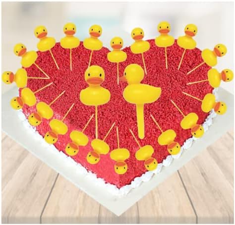 Yellow Duck Ducky Duckie Cupcake Picks Cake Topper Decorations (48-Pack)