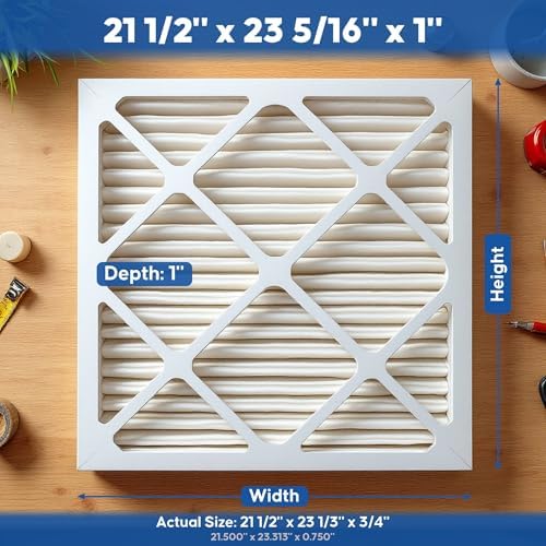Aerostar 21 1/2x23 5/16x1 MERV 11 Pleated Air Filter, AC Furnace Air Filter, 4 Pack (Actual Size: 21 1/2" x 23 5/16" x 3/4")