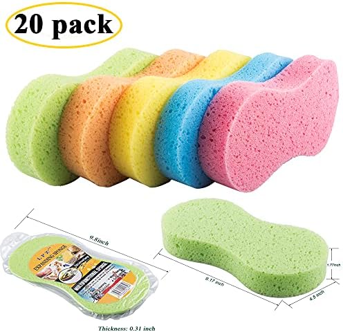 20 Pack Car Wash Sponges Multi-Functional Sponge Multi-Color Cleaning Sponges with Vacuum Compressed Packing