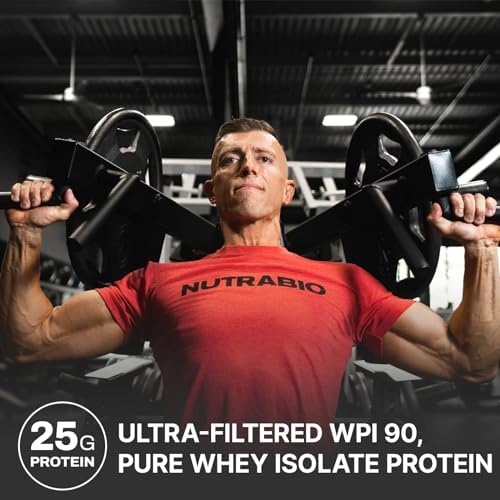NutraBio 100% Whey Protein Isolate Protein Powder, 25g Protein with Complete Amino Acid Profile, Non-GMO, Soy & Gluten Free, Low Carb, Low Calorie Whey Protein Powder, Raw Unflavored, 5 Lbs