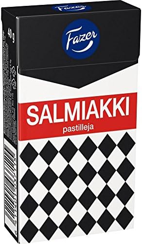 20 Boxes x 40g of Fazer Salmiakki - Original - Finnish - Salty Liquorice - Licorice - Salmiak - Pastilles - Dragees - Drops - Candies - Sweets