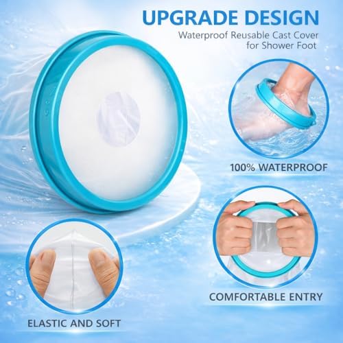 Waterproof Foot Cast Cover for Shower Adult, Patented Ankle Wound Protector Watertight Seal, Reusable Surgery Recovery Supplies After Broken Foot Injury [2026 Upgrade]