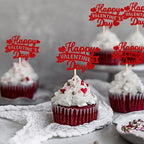 Rsstarxi 24 Pack Happy Valentine's Day Cupcake Toppers Red Glitter Sweet Love Cupcake Food Picks Valentine Cupcake Topper for Happy Valentine's Day Birthday Party Cake Decorations Supplies