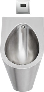 Wall-Mounted 304 Stainless Steel Urinal, Commercial Bathroom Urinal with Automatic Sensor Flush for Men, 23.2×14.2×19.7in(Gray)