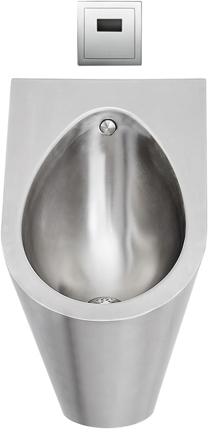 Wall-Mounted 304 Stainless Steel Urinal, Commercial Bathroom Urinal with Automatic Sensor Flush for Men, 23.2×14.2×19.7in(Gray)