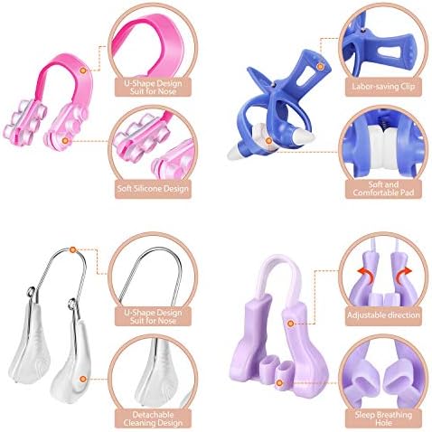 Frienda 4 Pieces Nose Shaper Slimmer Lifting Clips Straightener Safety Silicone Bridge Shaper Beauty Tool Kit Set for Women Wide Nose