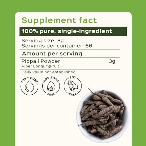 bixa BOTANICAL Long Pepper Powder| Pippali (Piper Longum) | Ayurvedic Supplement & Meat Seasoning | Strong Aroma, Steam Treated, Vegan, Non GMO & 100% Pure |200 GMS /7 Oz