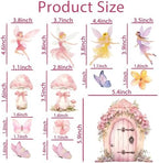 Fairy Cake Toppers for Fairy Birthday Party Decorations Pink Mushroom Door Butterfly Flowers Cake Decoration Fairy Garden Cake Toppers