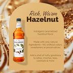 Monin - Hazelnut Syrup, Nutty Taste of Caramelized Hazelnut, Natural Flavors, Great for Mochas, Lattes, Smoothies, Shakes, and Cocktails, Non-GMO, Gluten-Free (1 Liter, 4-Pack)