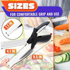 2 in 1 Kitchen Scissors for Food – Stainless Steel 9.5" Tomato Knife Chops Vegetables, Fruit, Cheese, Meat in Seconds | Dishwasher Safe Cutting Board Scissors with Safety Lock – Mess-Free Prep