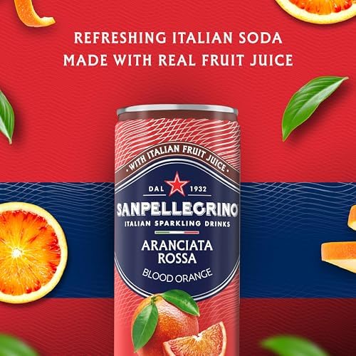 Sanpellegrino Italian Sparkling Drink Aranciata Rossa, Sparkling Orange and Blood Orange Beverage, 11.15 Fl Oz (Pack of 24)