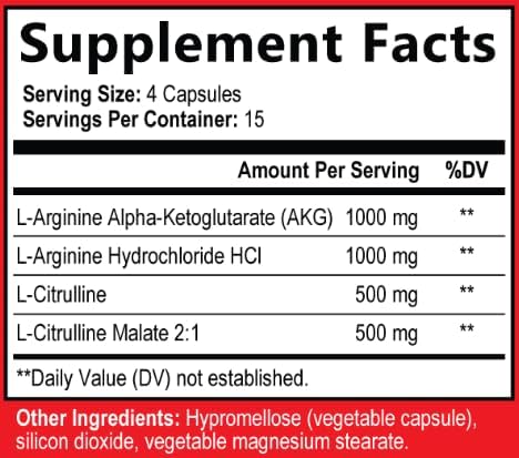 N.O. Nitric Oxide Booster with L-Arginine, L-Citrulline - Non-GMO, Gluten-Free, Vegan - Pre-Workout Supplement for Muscle Growth, Stamina, Energy, Pumps, Vascularity - 60 Capsules