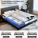 Queen Size Mattress 10 Inch, Pocket Spring & Memory Foam Hybrid Mattress with 3D Breathable Knitting Fabric, Medium Firm Comfort for Pressure Relief, CertiPUR-US Certified