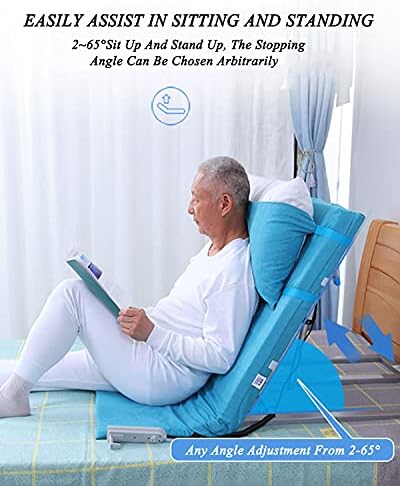 Electric Adjustable Bed Backrest，Adjustable Electric Incline Bed Rest Aid, Assist for Disabled, Sit Up or Reclined Position, 2-65° Angle Adjustment, Breathable & Comfortable, Blue