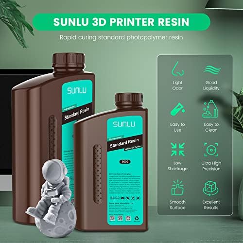 SUNLU 3D Printer Resin 3kg, Fast Curing Standard 3D Resin for Most Resin 3D Printers, 395 to 405nm UV Curing 3D Printing Liquid Photopolymer Resin, Low Shrinkage and High Precision, 3000g, Black
