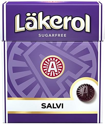4 Boxes x 25g of Läkerol Salvi - Original - Swedish - Sugar Free - Salmiak - Licorice - Pastilles - Lozenges - Drops - Dragees - Candies - Sweets