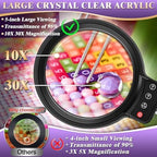 10X 30X Large Magnifying Glass with Light and Stand, 5-inch Lighted Magnifier, 72 LED 3 Color Modes Stepless Dimmable, Hands-Free Magnifying Glass Desk Lamp for Reading Craft Hobby Close Work Black