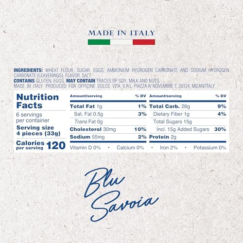 Maestro Massimo Savoiardi Original Italian Ladyfingers, 7.05 Oz, Product of Italy, Premium Lady Fingers Snack, Italian Cookies for Tiramisu Cake, Bakery Desserts & Pastries, (Pack of 1)