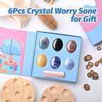 WHAL&YUNE Gemstone Palm Stone Healing Crystals Worry Stone Natural Polished Gemstone for Meditation Energy Balancing Therapy Massage Gifts-1.7 inches (Random Color 6PCS)