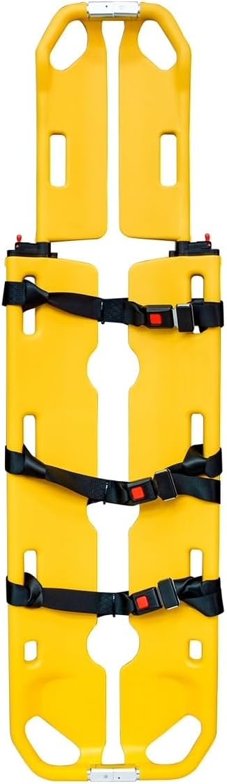 LINE2design Scoop Stretcher - EMS Medical Folding Stretcher 400lb Load Capacity Emergency Portable Travel Size Patient Transport Adjustable Lightweight Immobilization Board - Yellow