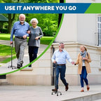 HONEYBULL Walking Quad Cane for Men & Women - Adjustable, Lightweight Quad Cane with Large 4 Pronged Base for Extra Balance & Stability; Walking Canes for Seniors, Walking Sticks (Black)