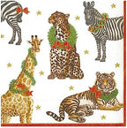 Entertaining with Caspari Luncheon Napkins, Wild Christmas, Ivory, Pack of 20