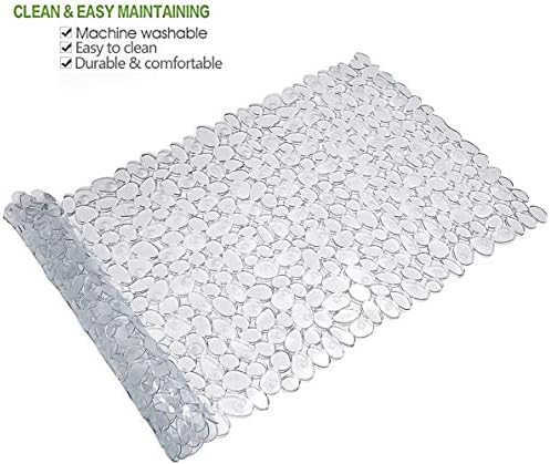 Pebble Bath Mat for Bathtub to Anti Slip Bathtub Mat in Shower with 16 Inches by 35 Inches (Clear)