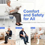 3 in 1 Bedside Commode,Commode Toilet with Padded Seat and Backrest,Includes 40 Liners and 6.5QT Foldable Bucket,Adjustable Height & Width,Fits Most Body Sizes,Potty Chair for Adults and Seniors